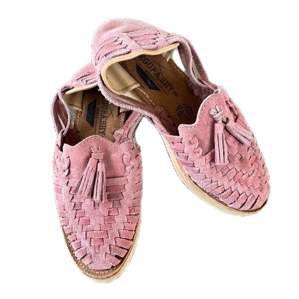 Segura Shy Pink Suede Woven Huarache Slip On Shoes Mexican 24 Womens 7
